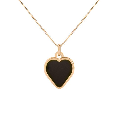 Classic de Oro - Collar de corazón de oro rosa con acabado esmaltado