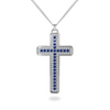 Croix Argent et Saphir - Collar de cruz en plata con Zafiros