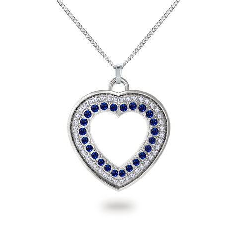 Coeur Saphir - Collar de corazón en oro blanco con Zafiros y diamantes