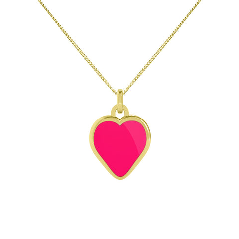Classic de Oro - Collar de corazón de oro con acabado esmaltado