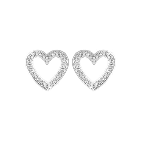 Aretes de Corazón de plata con moissanitas