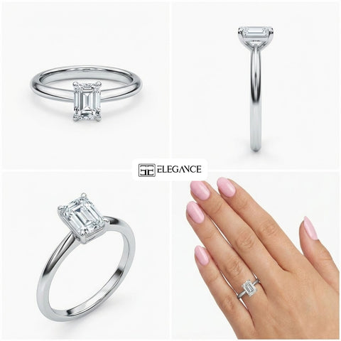 A740 - Oro blanco 14K - Corte Esmeralda Clásico