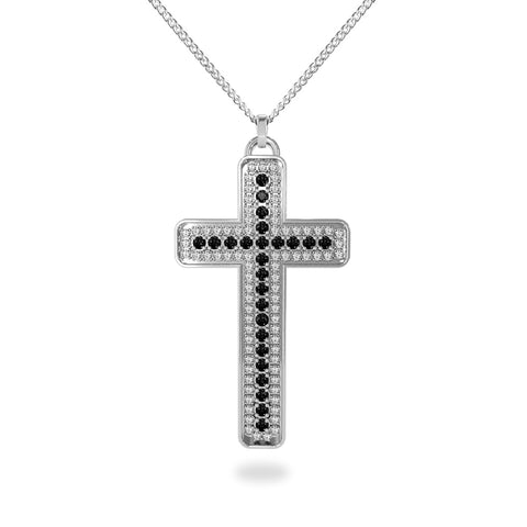 Croix Or - Collar de cruz en oro blanco con Moissanitas