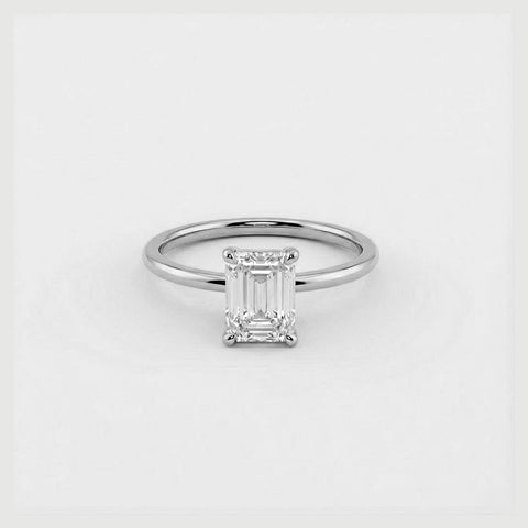 A740 - Oro blanco 14K - Corte Esmeralda Clásico