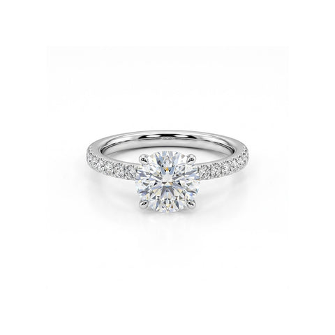 A870 - Oro blanco 14K - Diamante - Corte Brillante con Pave