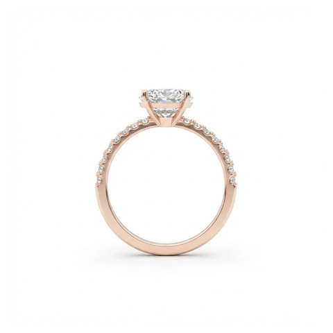 A870 - Oro Rosa 14K - Diamante - Corte Brillante con Pave