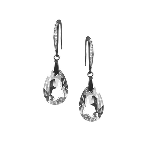 Juego de lágrima de cristal Swarovski y plata con pavé de cristal - Juego de aretes y collar