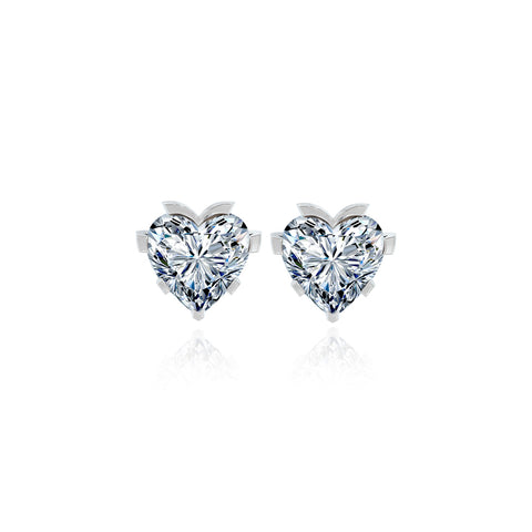 Juego Ice Heart - Collar y Aretes de corazón flotando en base de plata