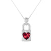 Passion Heart Lock - Collar de plata con dije de candado y corazón de cristal