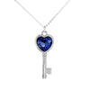 Key to My Heart - Collar y dije de llave con incrustación de corazón - Plata de ley