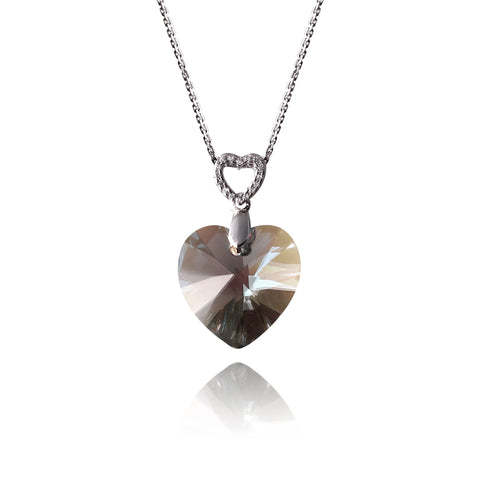 Collar de corazón Swarovski con cadena de Plata