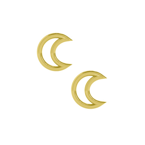 Moon in Gold - Aretes de lunas tubulares - Oro 14K