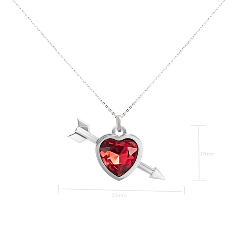 PassionHeart with an Arrow - Collar de plata con corazón de cristal