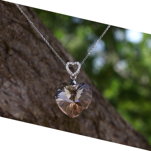 Collar de corazón Swarovski con cadena de Plata