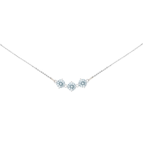 3 en línea - Collar de plata con 3 piedras montadas en linea de forma horizontal | Aretes de Regalo