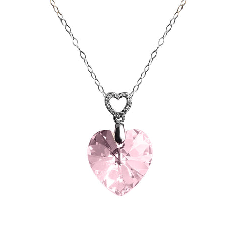 Collar de corazón Swarovski con cadena de Plata