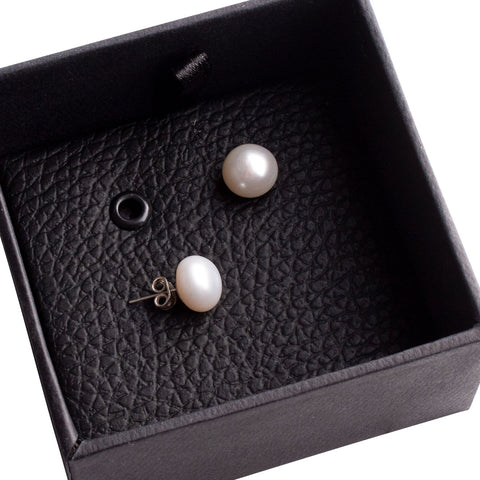 Aretes de perla y plata 7-8mm