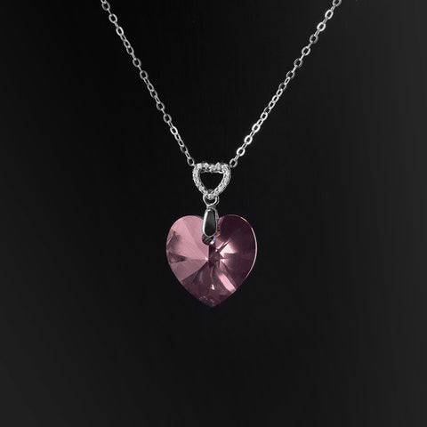 Collar de corazón Swarovski con cadena de Plata