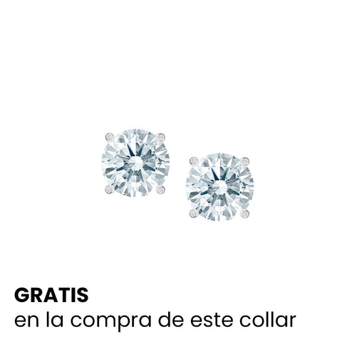 3 en línea - Collar de plata con 3 piedras montadas en linea de forma horizontal | Aretes de Regalo