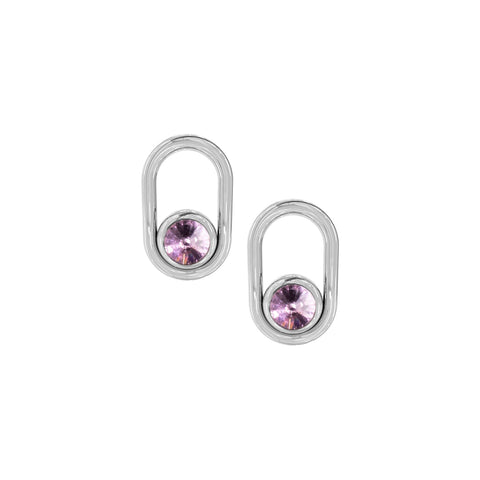 Silver Switch Earrings - Aretes de plata con incrustación de cristal cónico