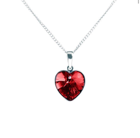 The Silver & Crystal Heart - Juego de collar y aretes de plata y cristal Swarovski