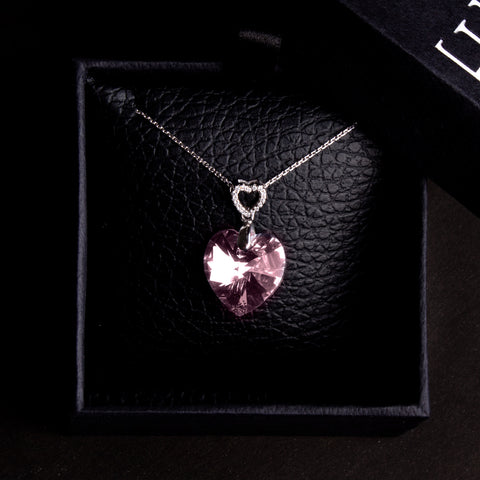 Collar de corazón Swarovski con cadena de Plata